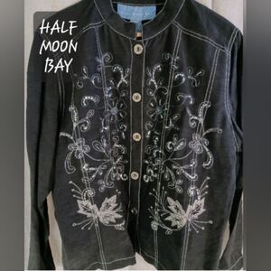 Half Moon Bay western floral shirt size XL Brand NEW black and silver